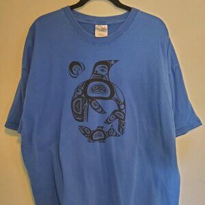 Native Art Seattle Washington USED Tee-Shirt Blue